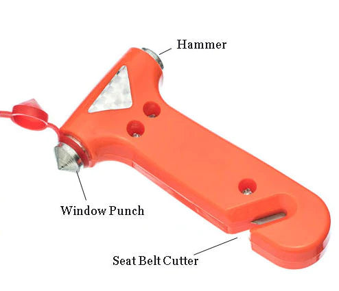Automotive Emergency Tool With Seatbelt Cutter And Window Punch