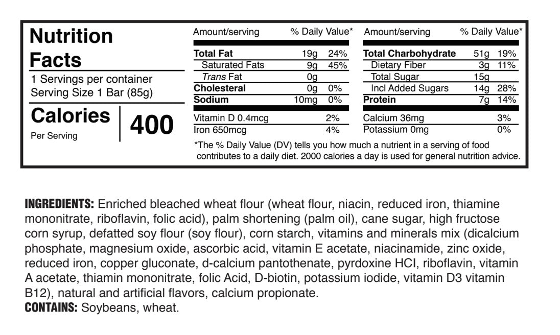 Mayday Food Bar 400 Calorie - Shortened Shelf Life