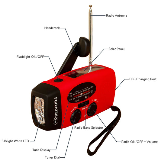 Hand-Crank + Solar Powered NOAA Radio/Flashlight/Phone Charger